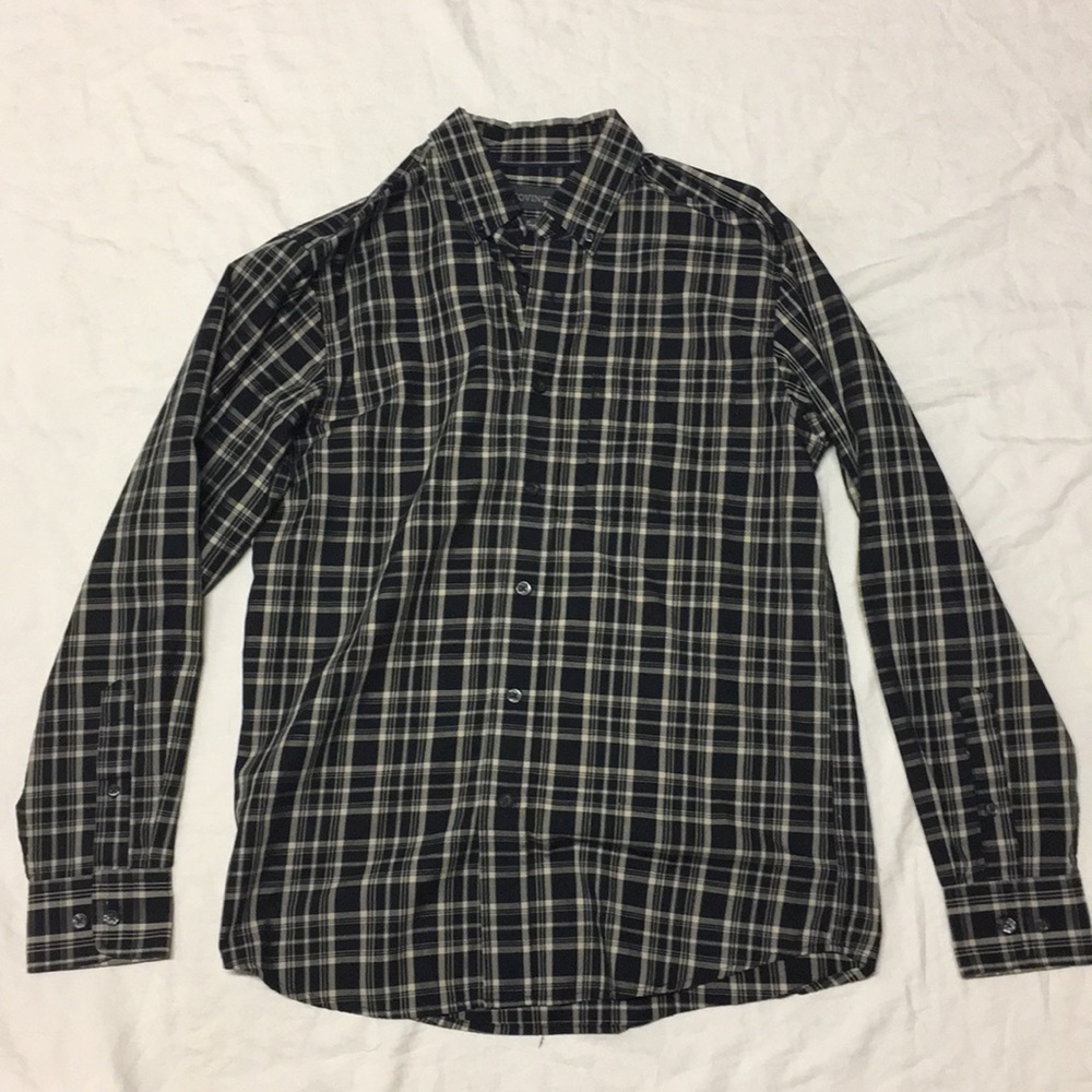 Covington black plaid small dress shirt